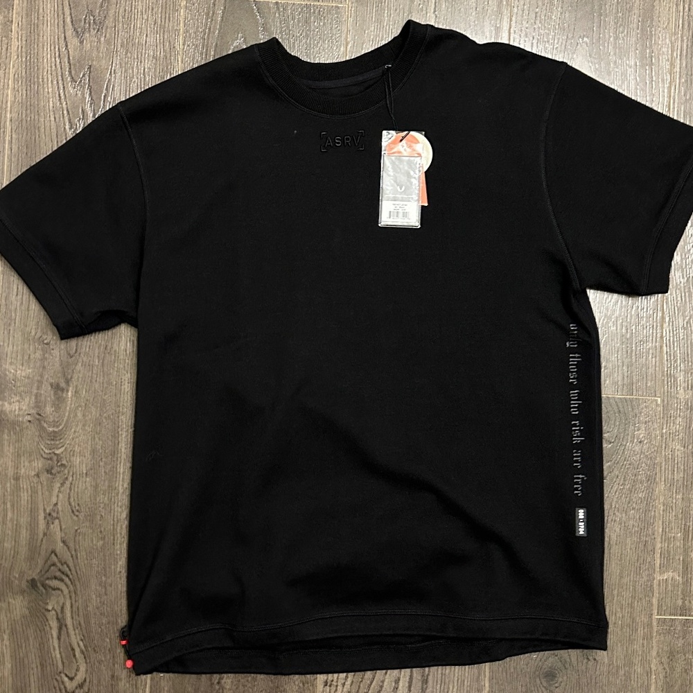 0734. COTTONPLUS™ HEAVYWEIGHT OVERSIZED CINCH TEE - BLACK sz. M